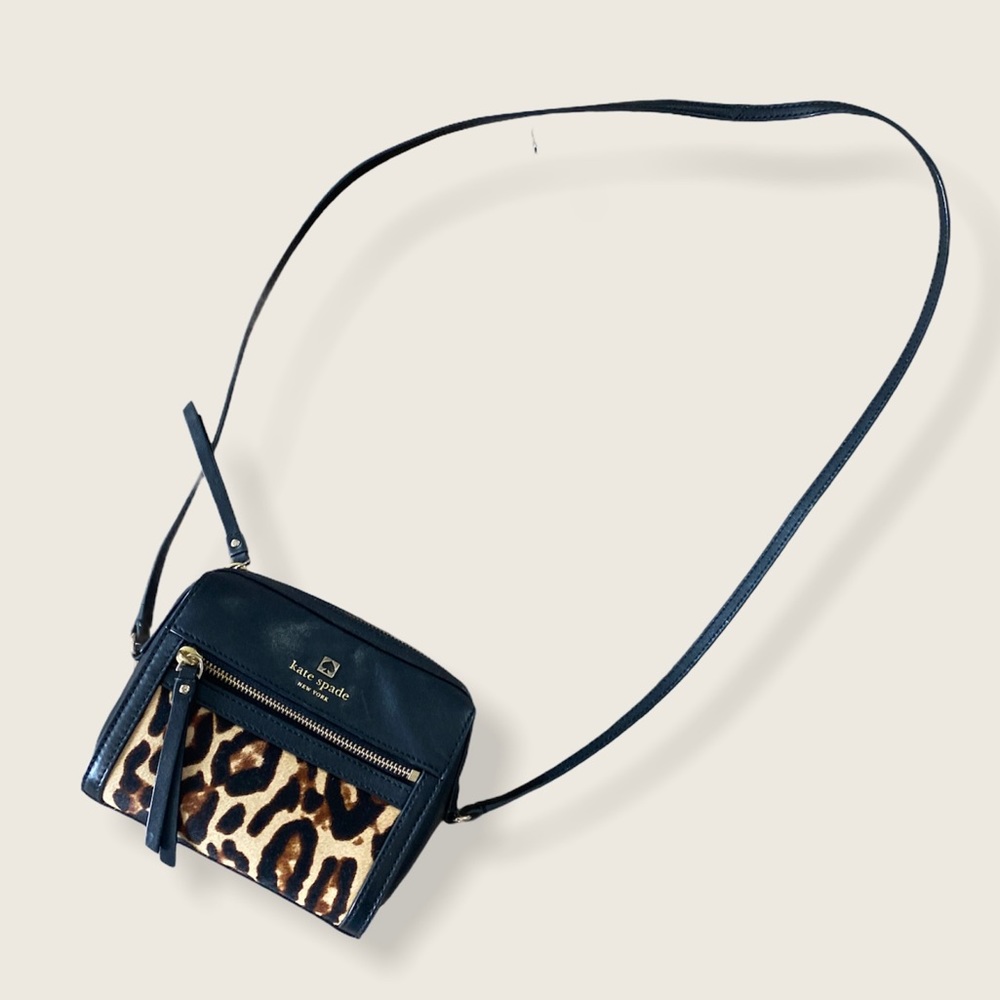 Kate spade leopard leather & pony hair camera bag